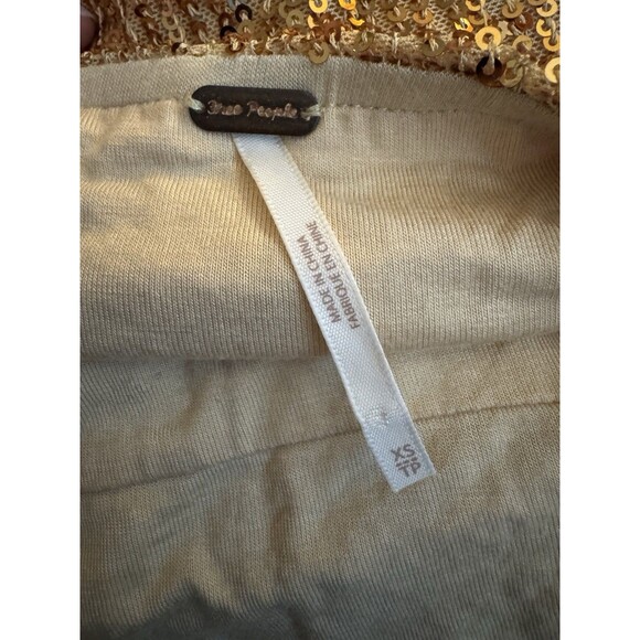 Free People XS Ta Da Sequin Embellished Crop Top Gold No Straps Y2K Party Club - Picture 6 of 16